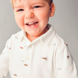 Printed Polo Shirt - Cream Cars