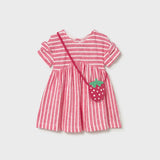 Pink Stripes Dress with Strawberry Bag