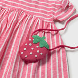 Pink Stripes Dress with Strawberry Bag
