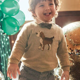 Puppy Knit Sweater - Beige Heather