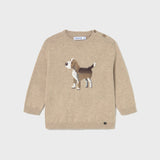 Puppy Knit Sweater - Beige Heather
