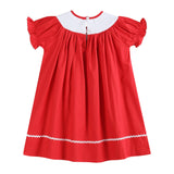 Christmas Bows Smocked Bishop Dress