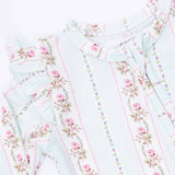Antoinette Stripe Ruffle Sleeve Zipper Footie
