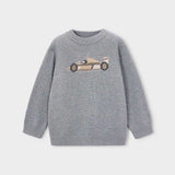 Boy Intarsia Sweater - Car