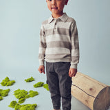 Knit Boy's Polo Shirt - Mole Melange