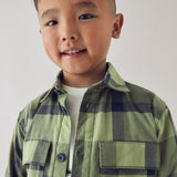 Plaid Boy's Overshirt - Olive