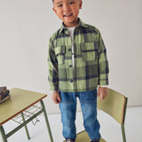 Plaid Boy's Overshirt - Olive