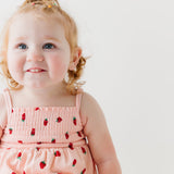 Strawberries Small Ribbed Ruffle Romper