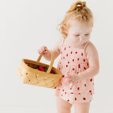 Strawberries Small Ribbed Ruffle Romper