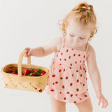 Strawberries Small Ribbed Ruffle Romper