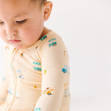 Ice Cream Trucks Small Ribbed Zip Romper