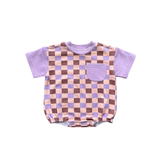 Checker in Burlwood Colorblock Romper