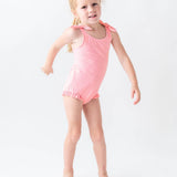 Tie Shoulder One Piece Swimsuit - Pink