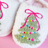 Toddler/Kids Pink Bow Christmas Tree Slippers