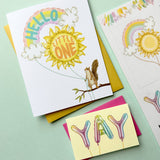 Forest Squirrel and Balloons Baby Card