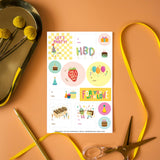 Birthday Things Gift Tag Sticker Sheet Set
