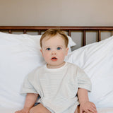 Cory Pocket Romper in Blue Stripes