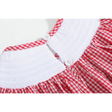 Gingham Apple Smocked Bishop Dress - Red