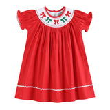 Christmas Bows Smocked Bishop Dress