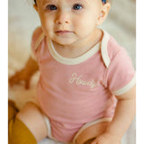 Howdy Vintage Ringer Onesie - Pink