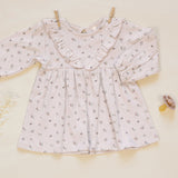 Long Sleeve Ruffle V Dress - Heart Ditsy
