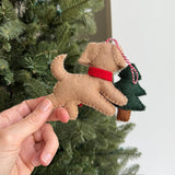 Dog with Tree Felt Ornament 