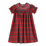 Christmas Plaid Smocked Bishop Dress