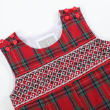 Christmas Plaid Smocked Overalls