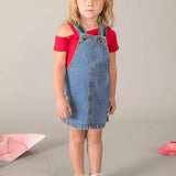 Flower Denim Overall Skirt Dress