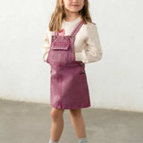 Zig Zag Embroidered Overall Dress - Grape