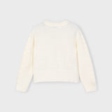 Faux Fur Knit Girl's Sweater - Ecru