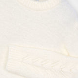 Faux Fur Knit Girl's Sweater - Ecru