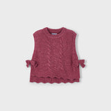Side Bow Girl's Knit Vest - Cherry
