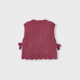 Side Bow Girl's Knit Vest - Cherry