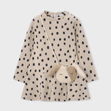 Dotted Drop Waist Dress + Puppy Bag