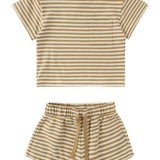 Boxy Pocket Tee + Short Set - Honey Stripe