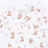 Mini Cowgirl Boots Ruffle Sleeve Zipper Footie