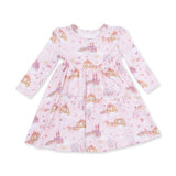 Princess Unicorns + Castle Twirly Long Sleeve Dress