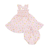 Floral Check Smocked Ruffle Sundress & Diaper Cover