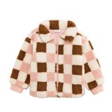 Checkered Sherpa Toddler Jacket - Pink
